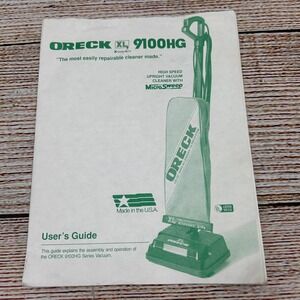 ORECK XL 9100HG Upright‎ Vacuum Cleaner User's Guide Manual